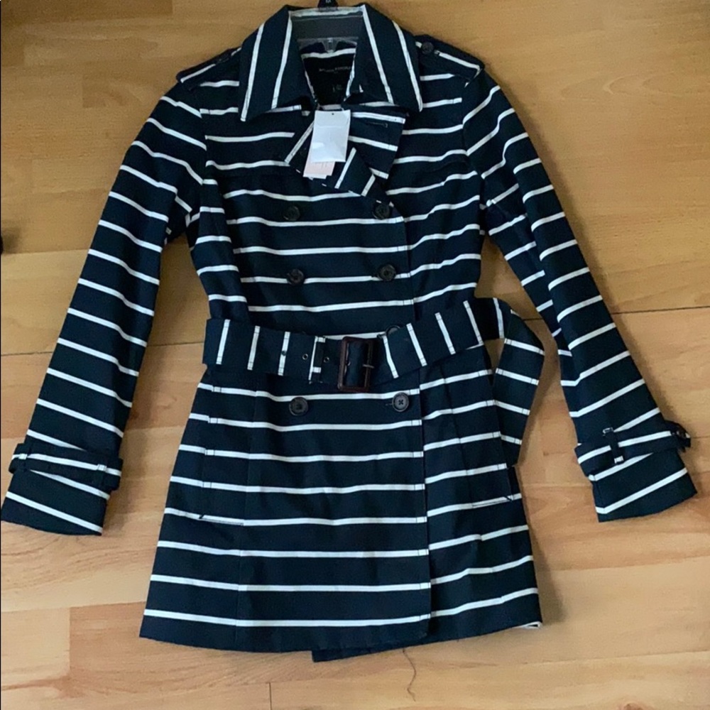 Navy Stripe Trench Coat